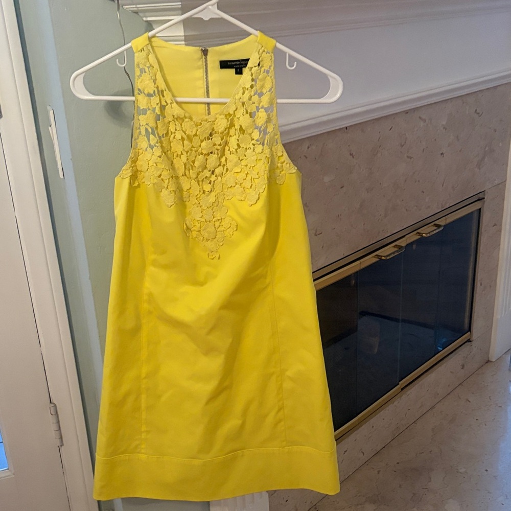 Nanette Lepore Bright Yellow Lace Yoke Mini Dress